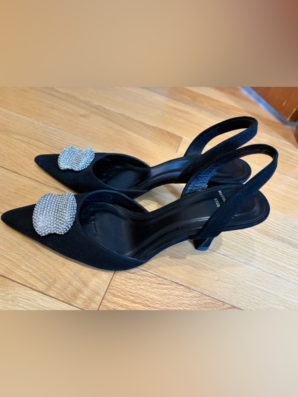 Massimo Dutti Studio suede heels shoes with bling 37 - Picture 3 of 16